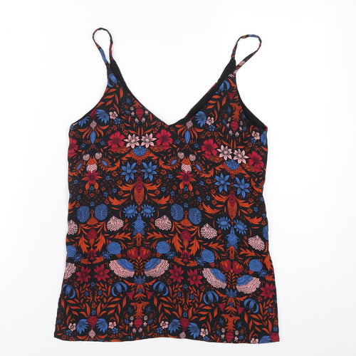 H&M Womens Multicoloured Geometric Polyester Camisole T-Shirt Size 6 V-Neck