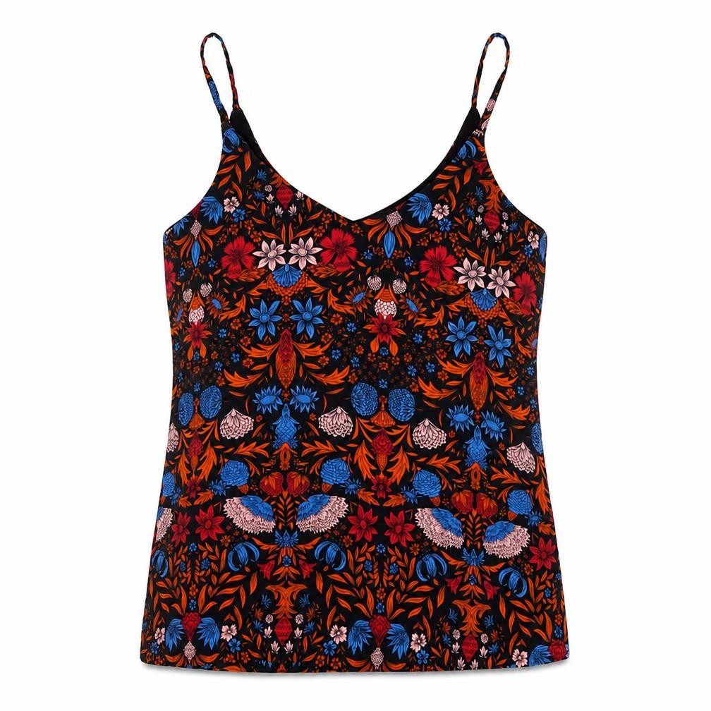 H&M Womens Multicoloured Geometric Polyester Camisole T-Shirt Size 6 V-Neck