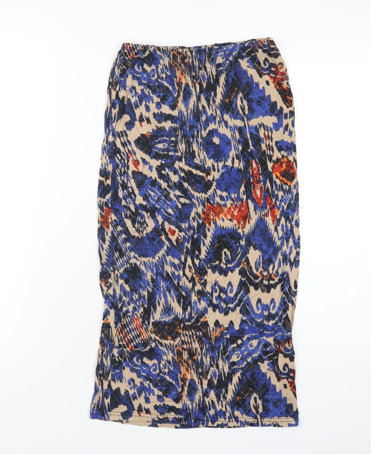 Topshop Womens Multicoloured Geometric Viscose Straight & Pencil Skirt Size 8