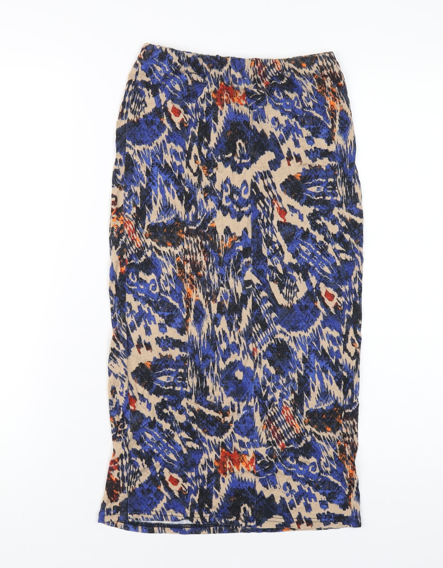 Topshop Womens Multicoloured Geometric Viscose Straight & Pencil Skirt Size 8