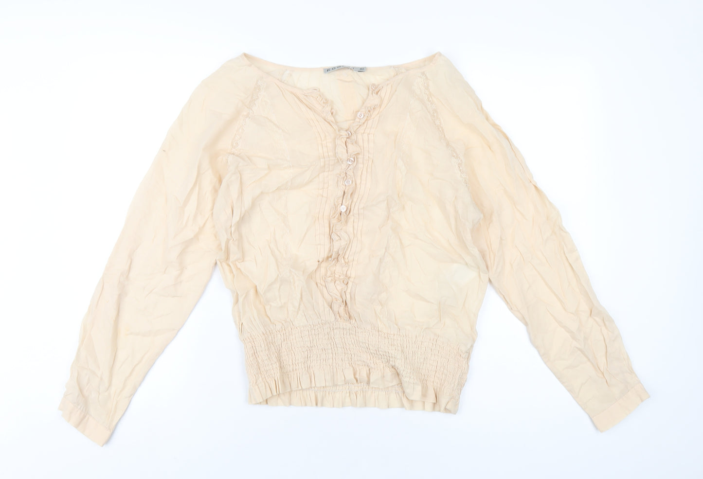 Kookai Womens Beige Cotton Basic T-Shirt Size 14 V-Neck