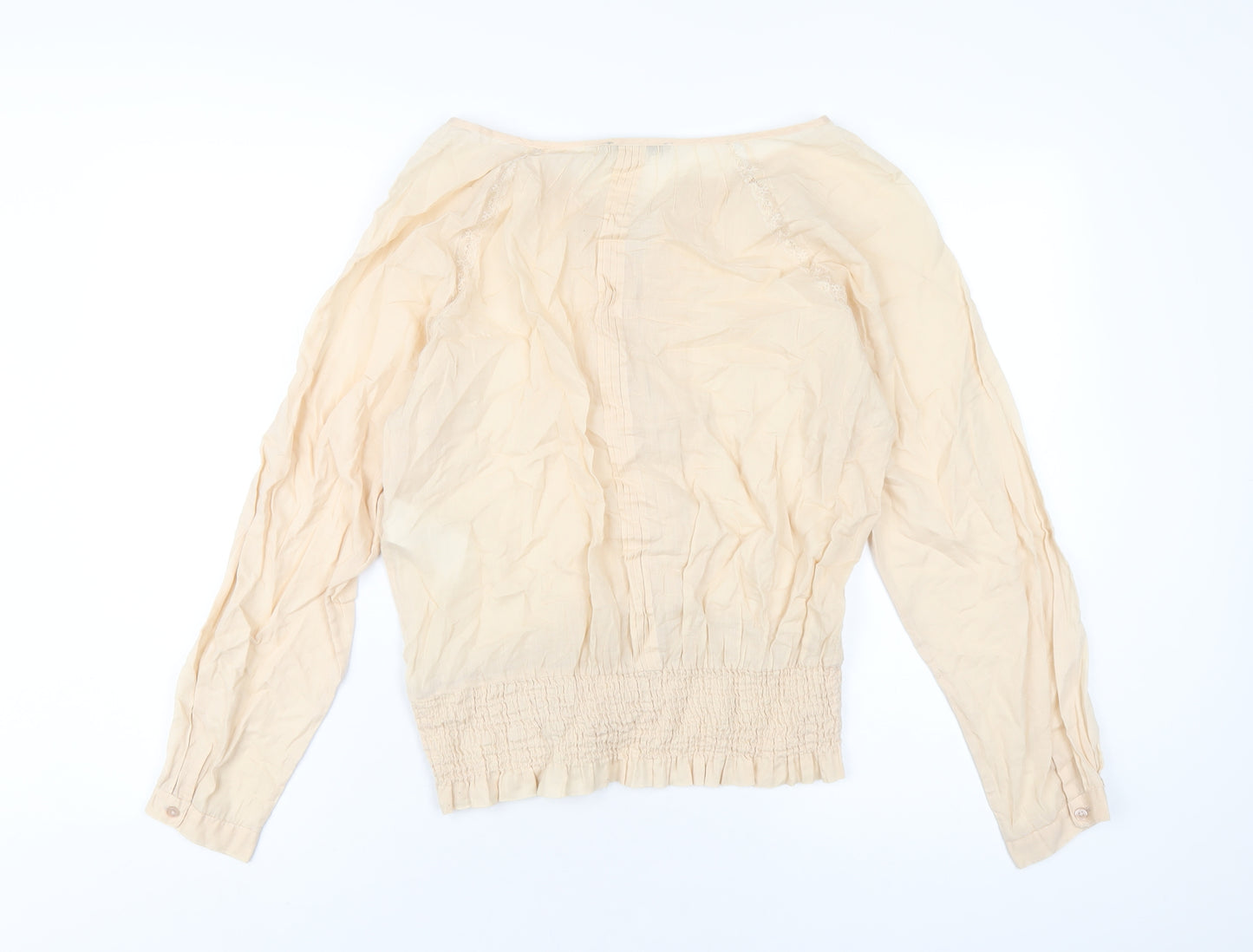 Kookai Womens Beige Cotton Basic T-Shirt Size 14 V-Neck