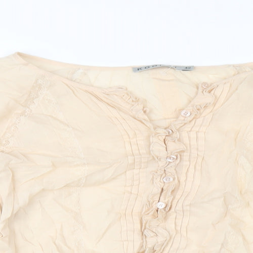 Kookai Womens Beige Cotton Basic T-Shirt Size 14 V-Neck