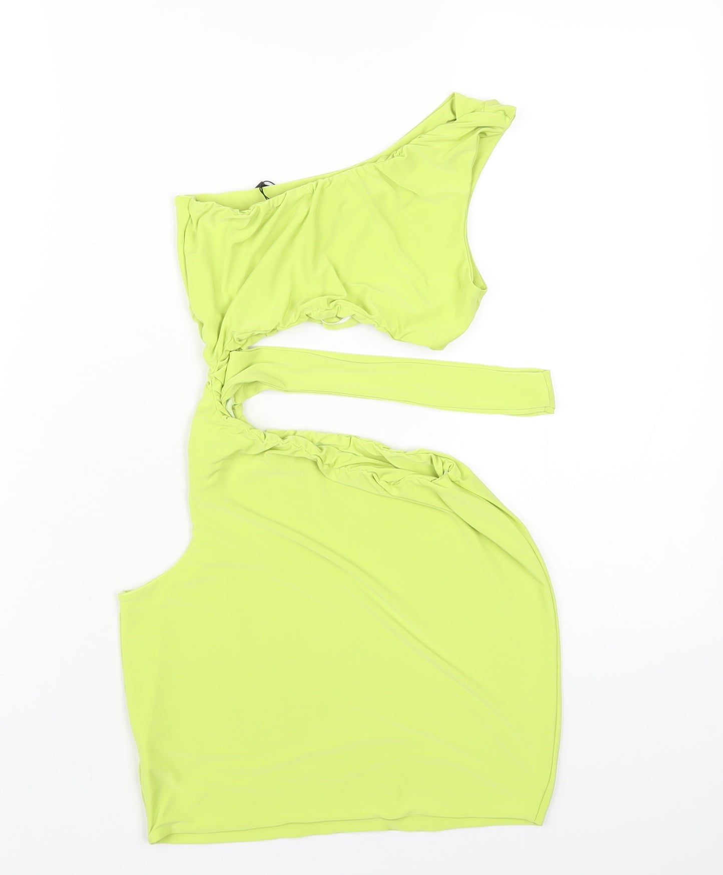 Rebellious Womens Green Polyester Bodycon Size 6 One Shoulder Pullover