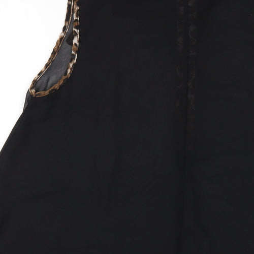 Select Womens Black Polyester A-Line Size 10 Collared Button