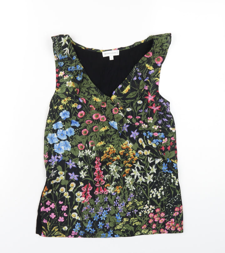 Warehouse Womens Multicoloured Floral Polyester Basic Tank Size 6 V-Neck