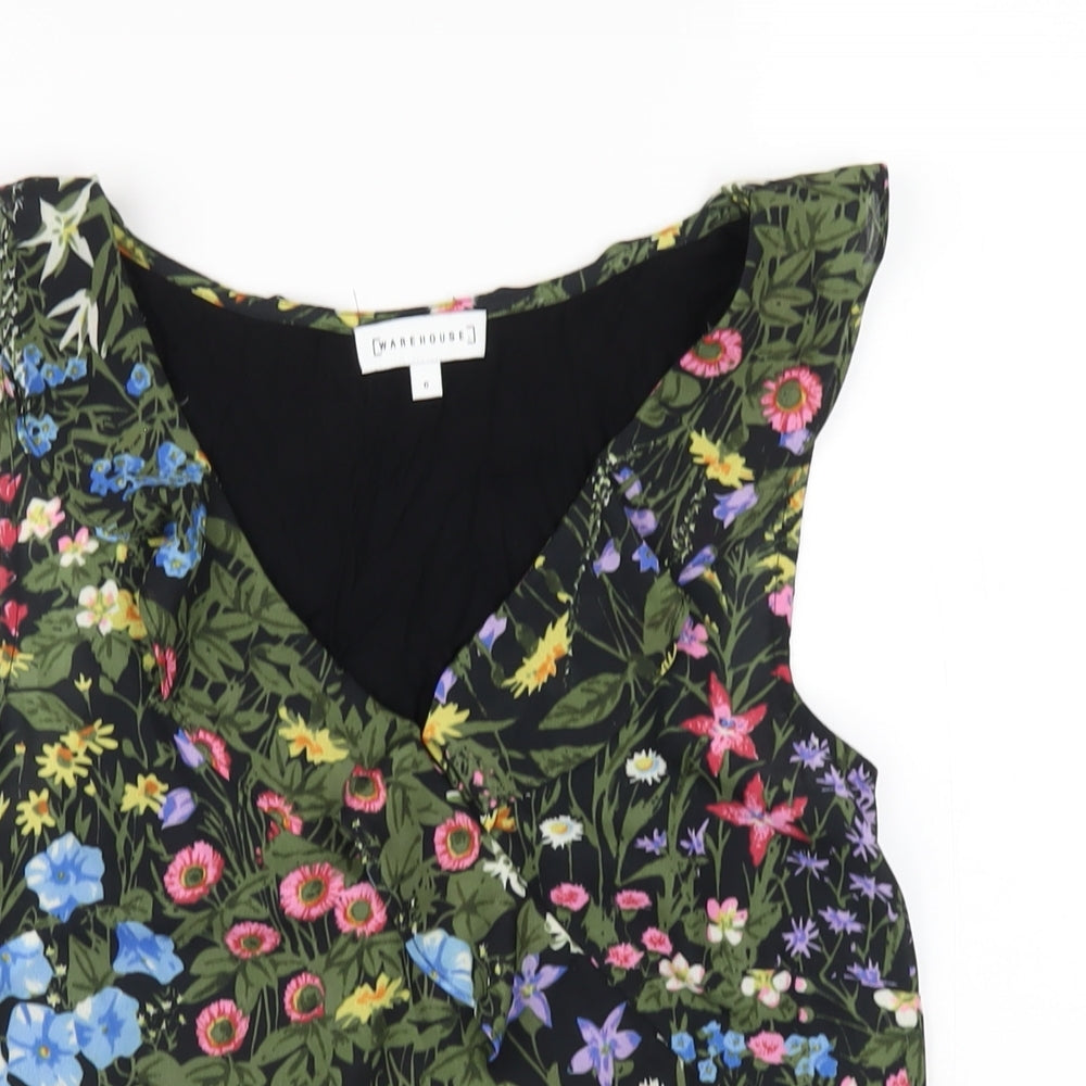 Warehouse Womens Multicoloured Floral Polyester Basic Tank Size 6 V-Neck