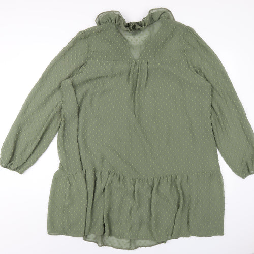 New Look Womens Green Polyester A-Line Size 18 V-Neck Pullover