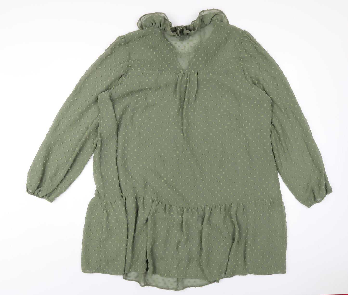 New Look Womens Green Polyester A-Line Size 18 V-Neck Pullover