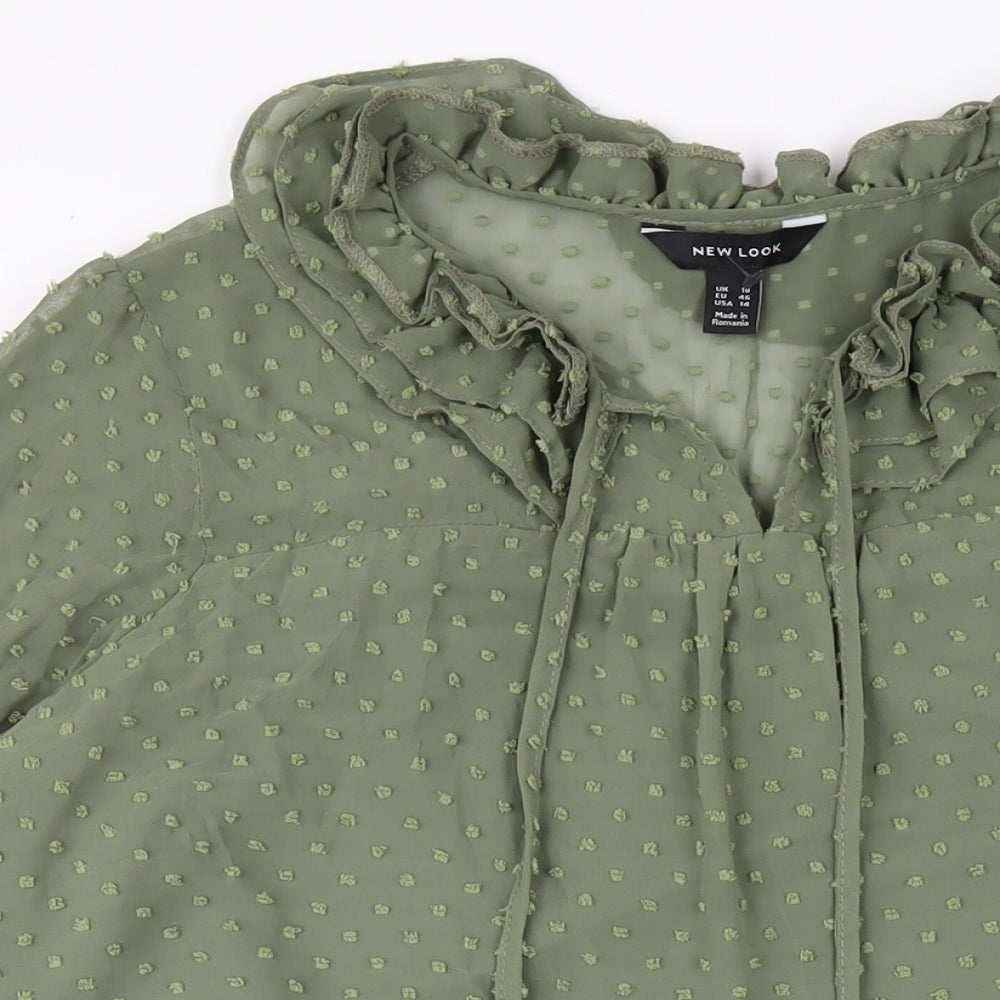 New Look Womens Green Polyester A-Line Size 18 V-Neck Pullover