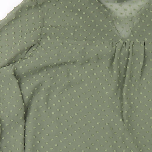 New Look Womens Green Polyester A-Line Size 18 V-Neck Pullover