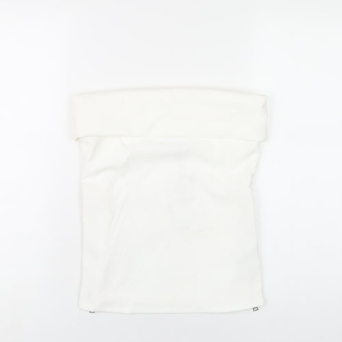 Zara Womens White Polyester Basic T-Shirt Size S Square Neck