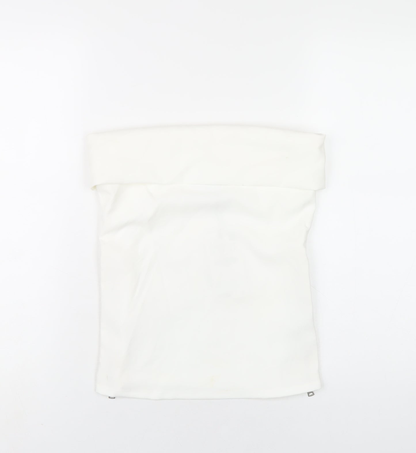 Zara Womens White Polyester Basic T-Shirt Size S Square Neck