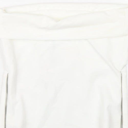 Zara Womens White Polyester Basic T-Shirt Size S Square Neck