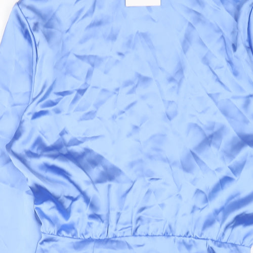 Zara Womens Blue Polyester Shirt Dress Size S Collared Zip