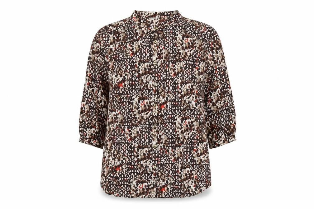 Classics Womens Multicoloured Geometric Polyester Basic Blouse Size 14 Round Neck