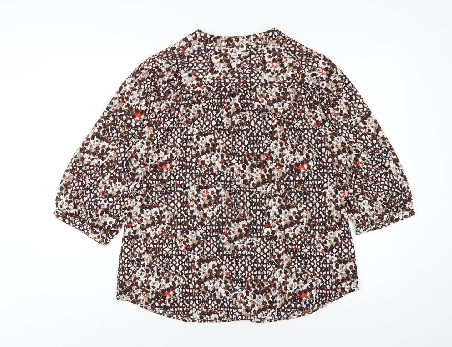 Classic Womens Multicoloured Geometric Polyester Basic Blouse Size 14 Round Neck