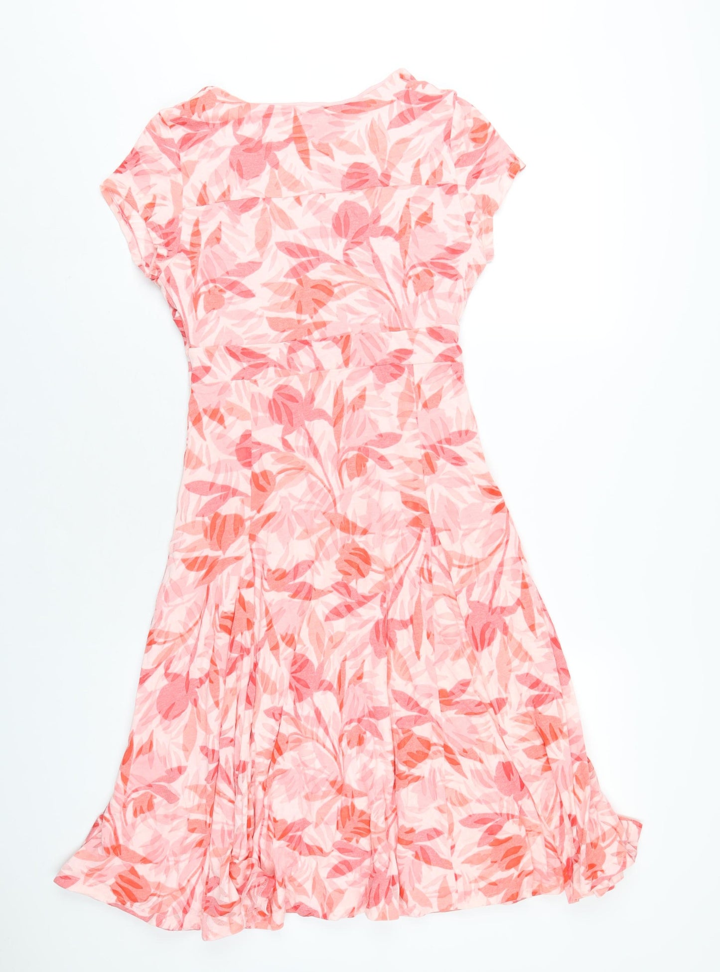 Classic Womens Pink Geometric Cotton A-Line Size 8 V-Neck Pullover