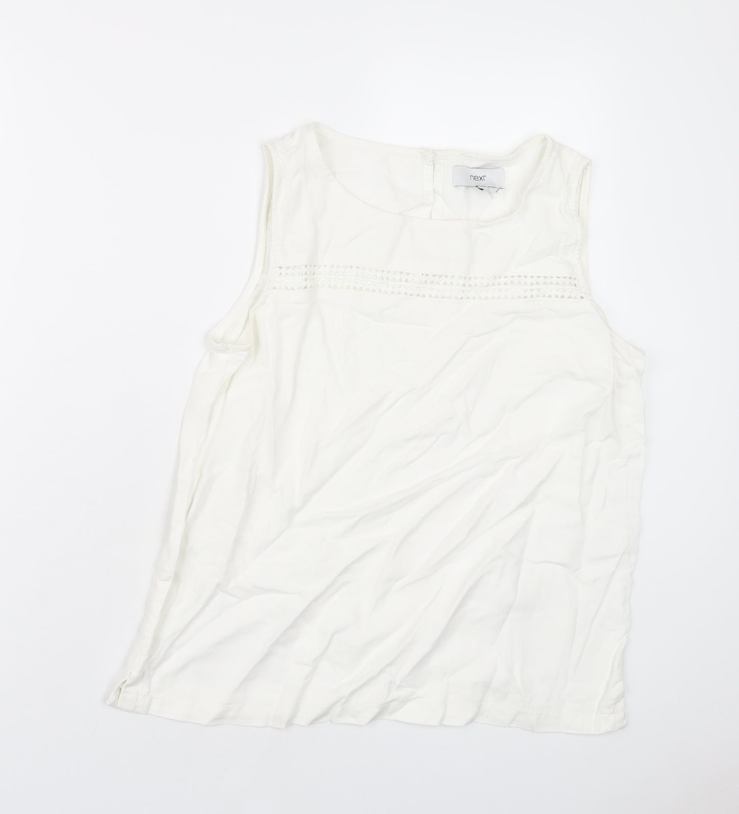 NEXT Womens White Linen Basic T-Shirt Size 12 Round Neck