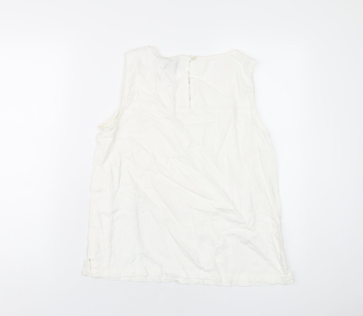 NEXT Womens White Linen Basic T-Shirt Size 12 Round Neck