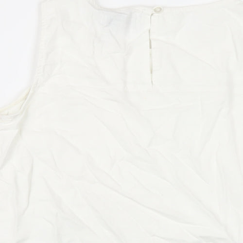NEXT Womens White Linen Basic T-Shirt Size 12 Round Neck
