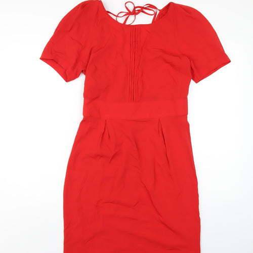 ASOS Womens Red Polyester A-Line Size 12 Scoop Neck Zip