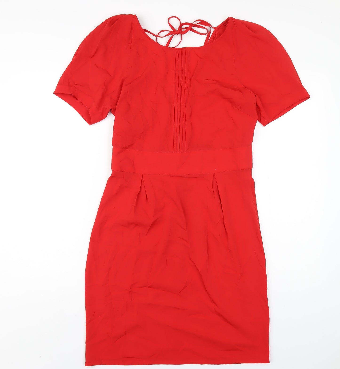 ASOS Womens Red Polyester A-Line Size 12 Scoop Neck Zip