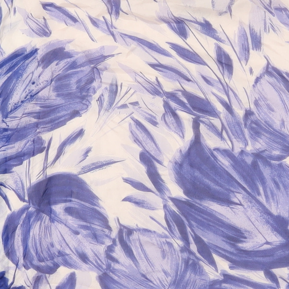 Phase Eight Womens Blue Geometric Silk Basic T-Shirt Size 12 Round Neck