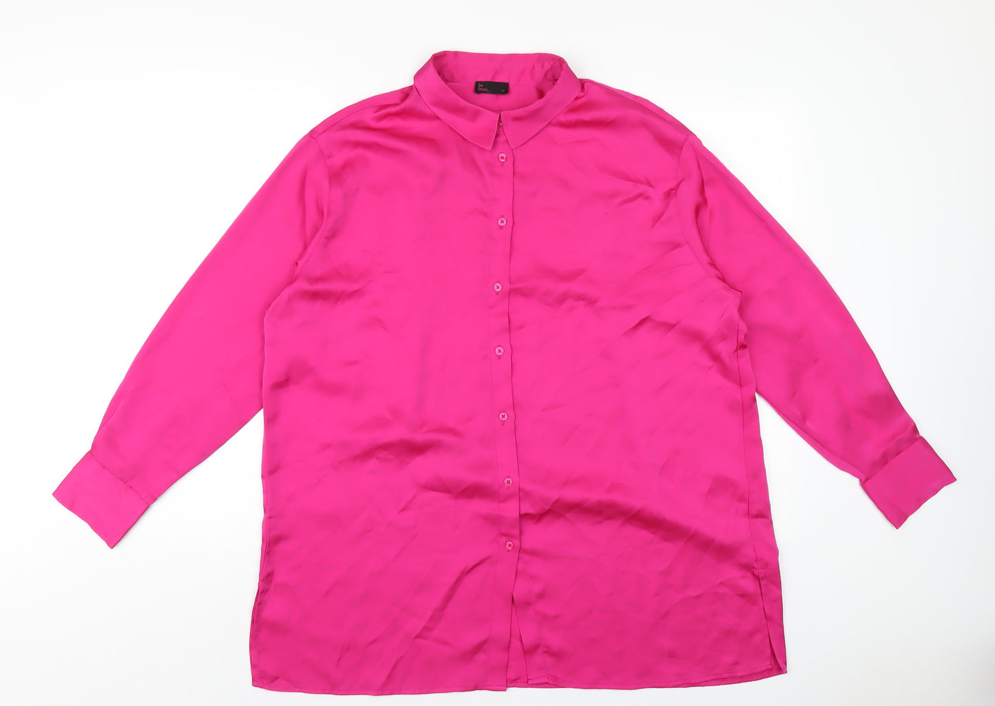 Be Beau Womens Pink Polyester Basic Button-Up Size 14 Collared
