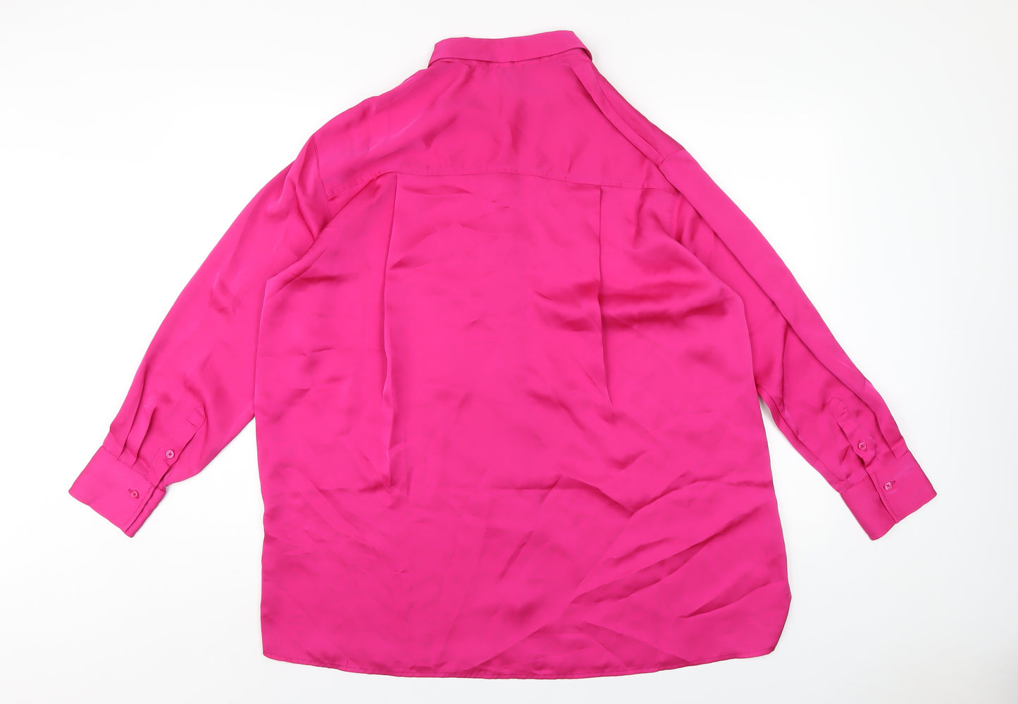 Be Beau Womens Pink Polyester Basic Button-Up Size 14 Collared