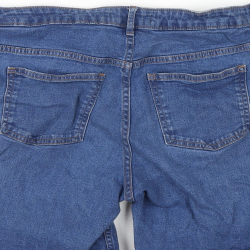 Marks and Spencer Womens Blue Cotton Bermuda Shorts Size 12 L8 in Regular Zip