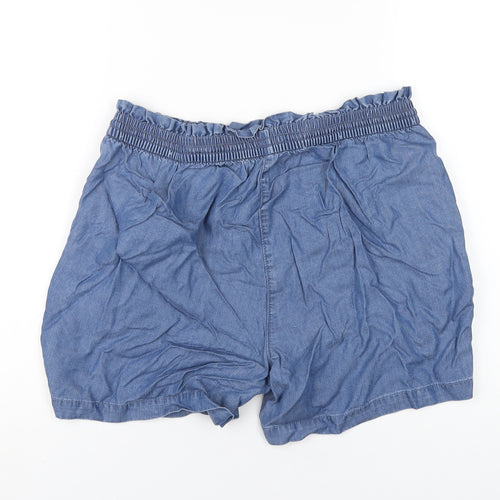 TU Womens Blue Lyocell Basic Shorts Size 12 Regular Drawstring