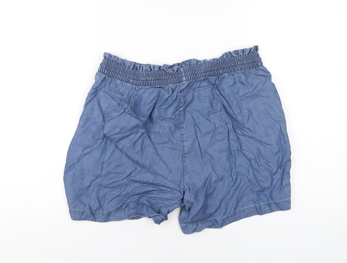 TU Womens Blue Lyocell Basic Shorts Size 12 Regular Drawstring