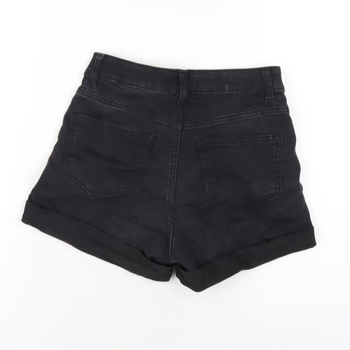 H&M Womens Black Cotton Boyfriend Shorts Size 6 Regular Zip