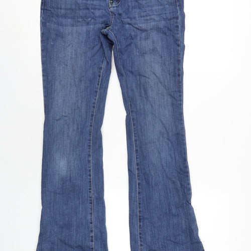 PRETTYLITTLETHING Womens Blue Cotton Bootcut Jeans Size 14 L34 in Regular Zip