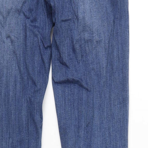 PRETTYLITTLETHING Womens Blue Cotton Bootcut Jeans Size 14 L34 in Regular Zip