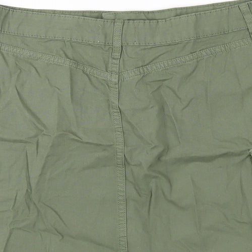 F&F Womens Green Cotton A-Line Skirt Size 12 Zip