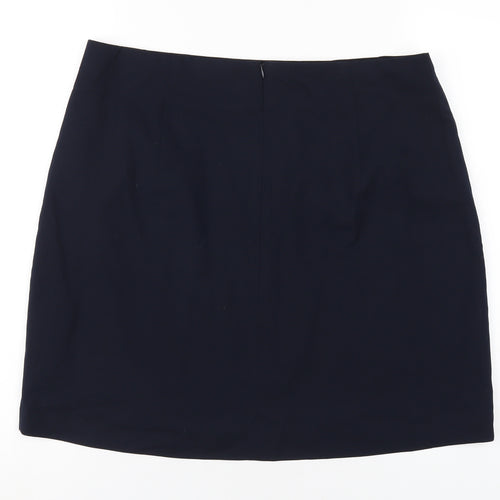 Marks and Spencer Womens Blue Polyester A-Line Skirt Size 16 Zip