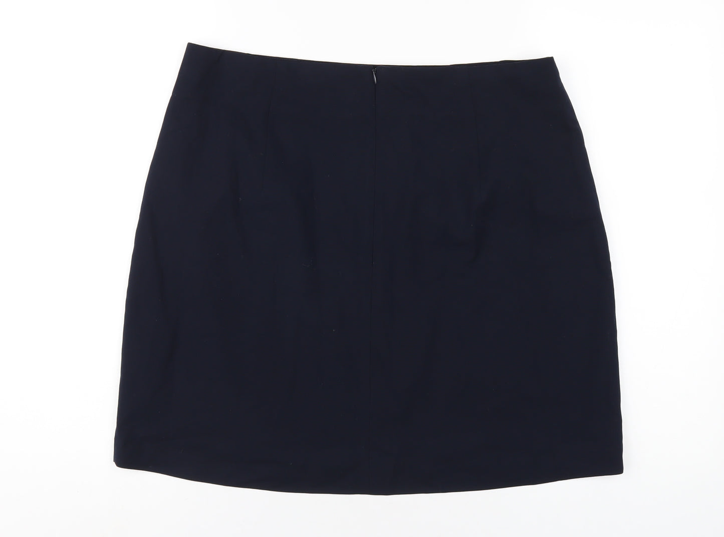 Marks and Spencer Womens Blue Polyester A-Line Skirt Size 16 Zip