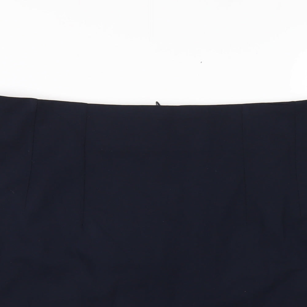 Marks and Spencer Womens Blue Polyester A-Line Skirt Size 16 Zip