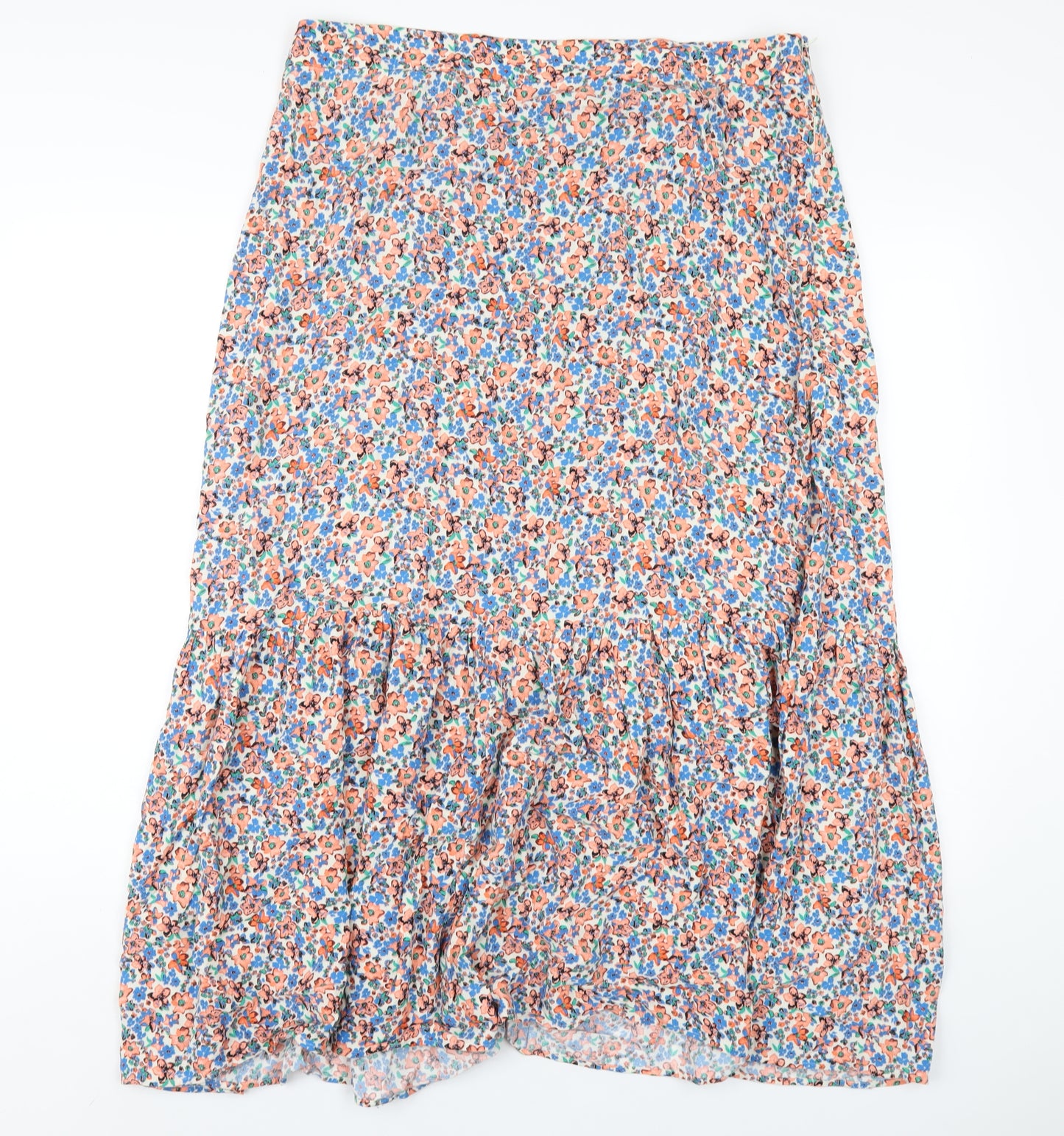 Marks and Spencer Womens Multicoloured Floral Viscose A-Line Skirt Size 16 Zip