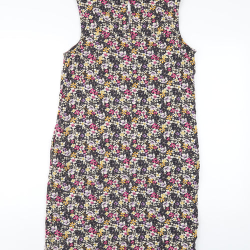 NEXT Womens Multicoloured Floral Linen A-Line Size 8 Round Neck Button