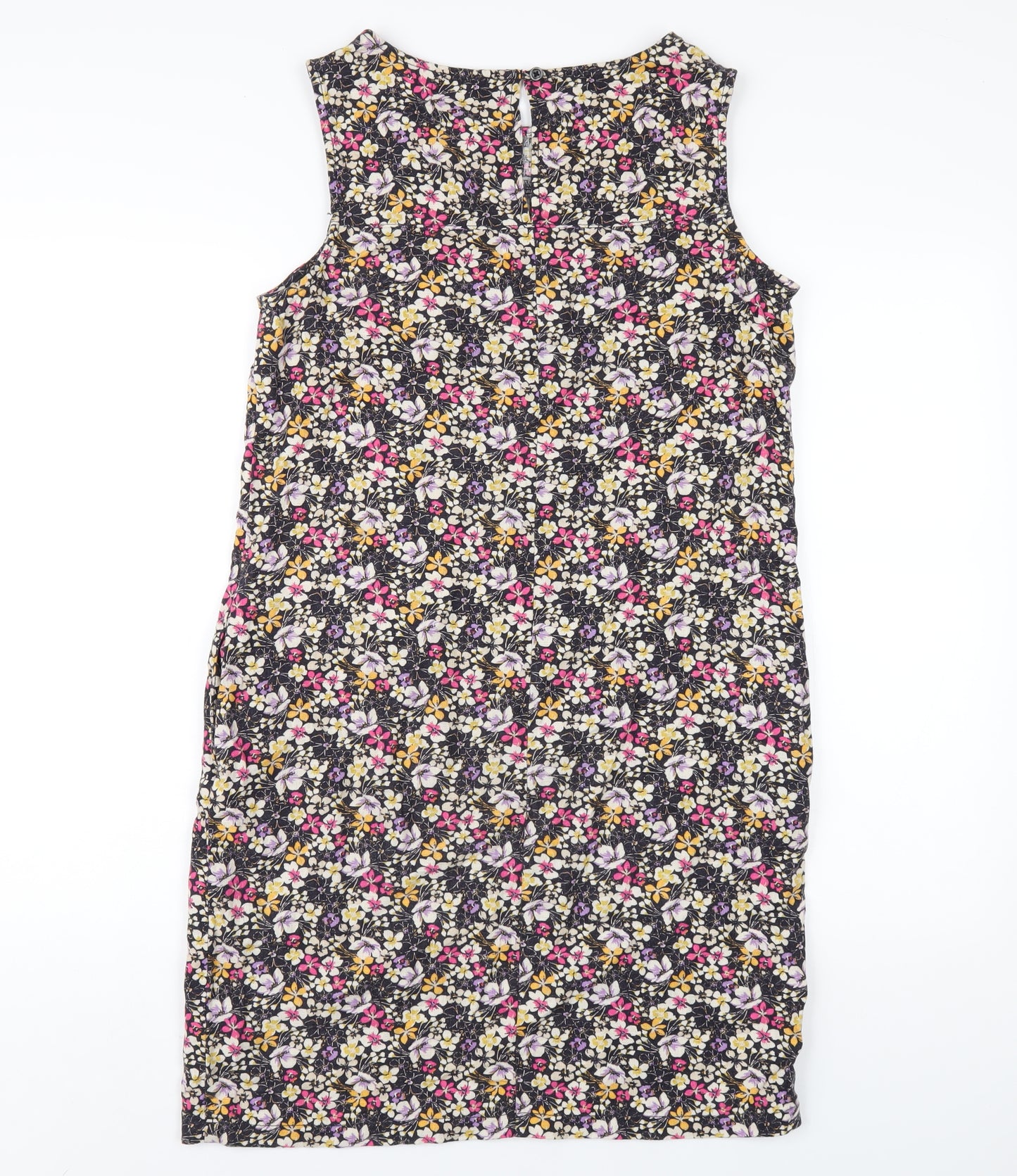 NEXT Womens Multicoloured Floral Linen A-Line Size 8 Round Neck Button