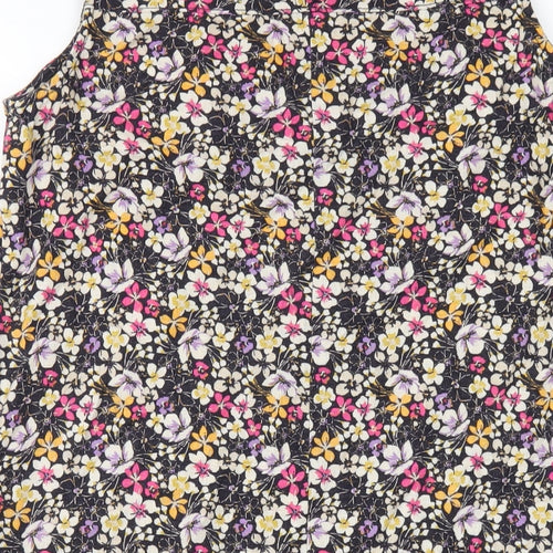 NEXT Womens Multicoloured Floral Linen A-Line Size 8 Round Neck Button