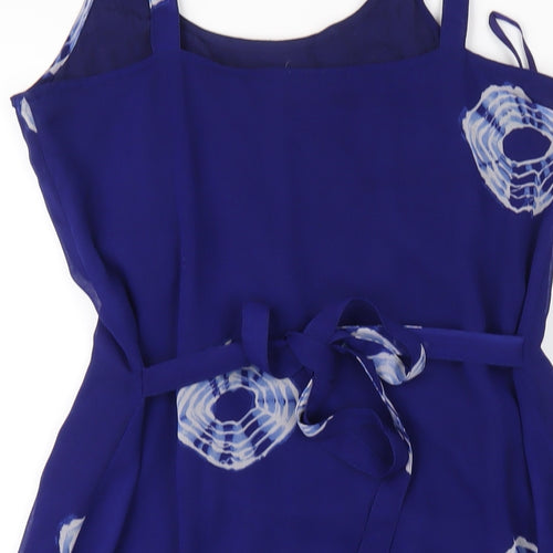 Modern Classic Womens Blue Geometric Polyester A-Line Size 10 V-Neck Pullover