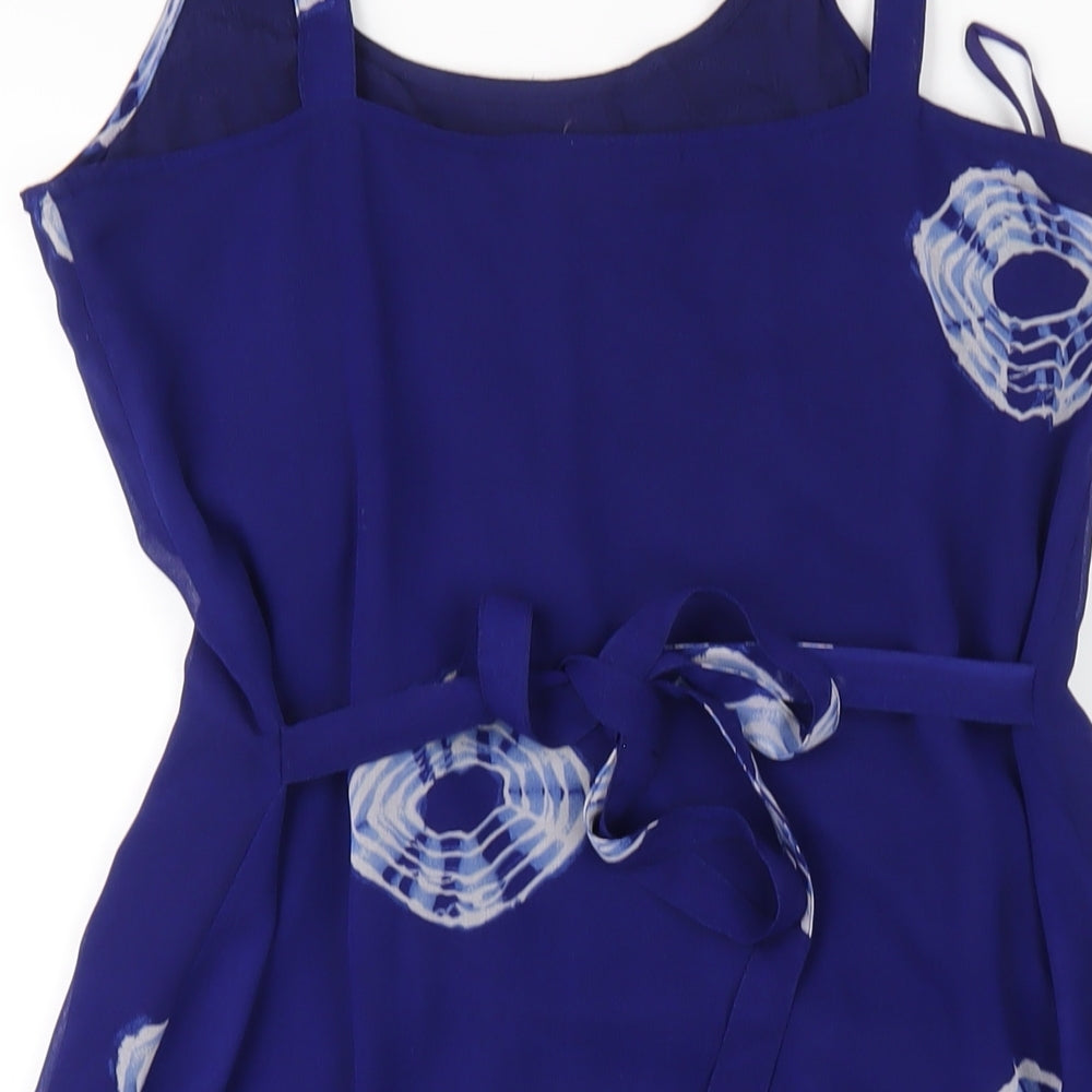 Modern Classic Womens Blue Geometric Polyester A-Line Size 10 V-Neck Pullover