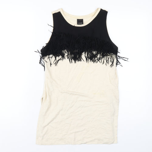 PINKO Womens Ivory Linen Basic Tank Size M Round Neck