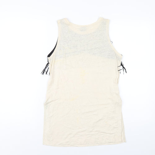 PINKO Womens Ivory Linen Basic Tank Size M Round Neck