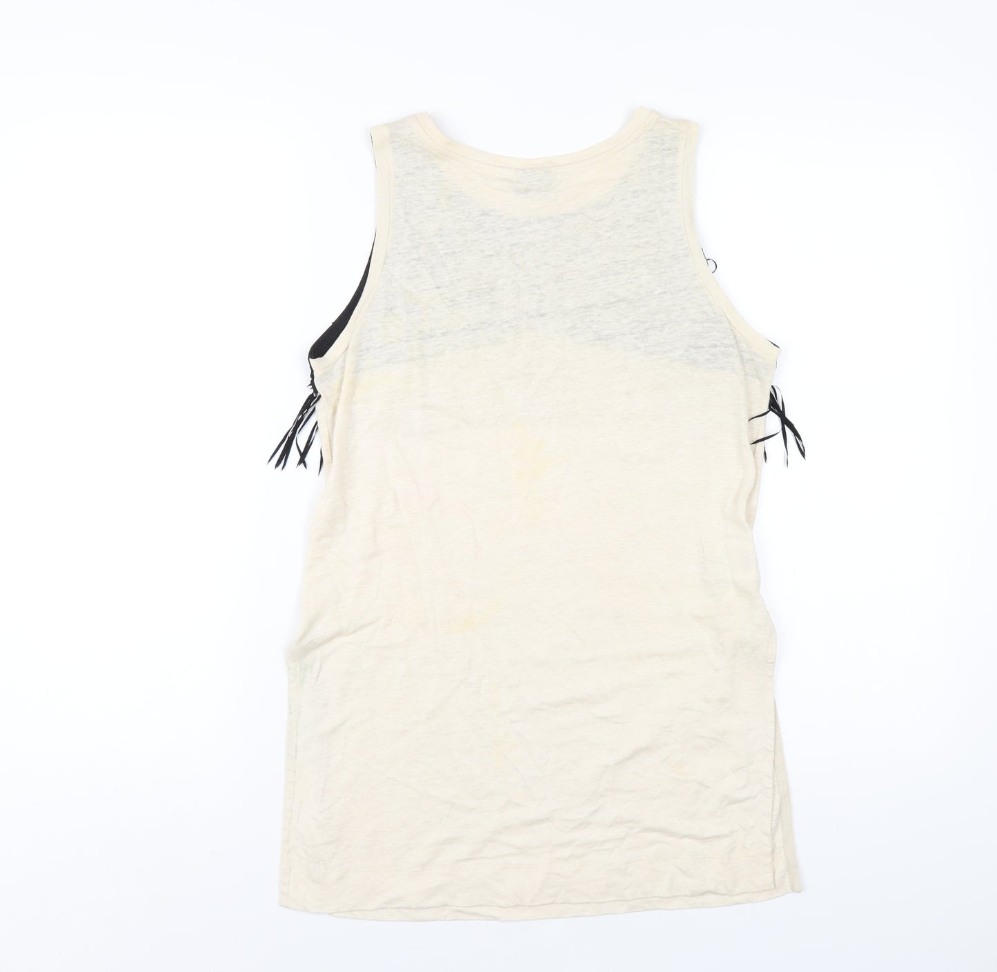 PINKO Womens Ivory Linen Basic Tank Size M Round Neck