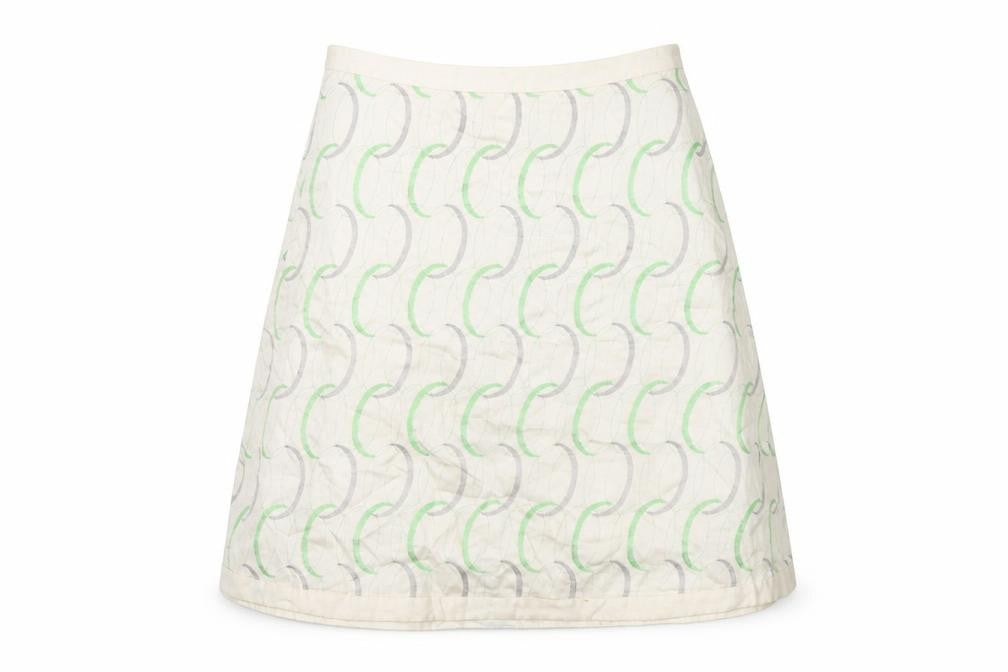 Oasis Womens Ivory Geometric Cotton A-Line Skirt Size 12 Zip